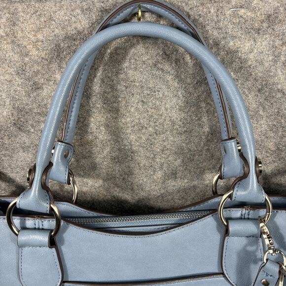 Frye and Co Core Satchel Light Blue Faux Leather Bag - Picture 3 of 12